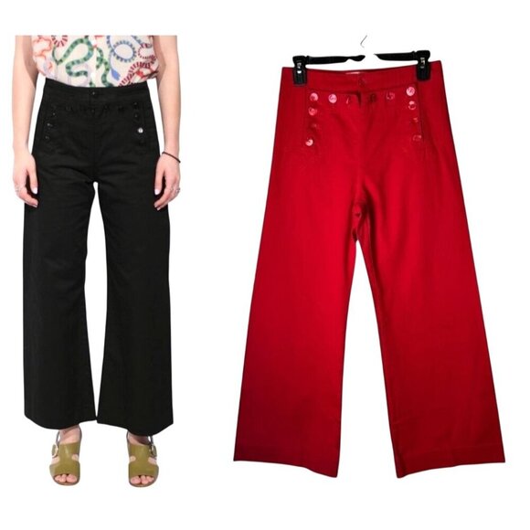 Rachel Antonoff Pants - Rachel Antonoff Pants Women 2 Red Cotton Overboard Sailor Nautical Preppy Luxury
